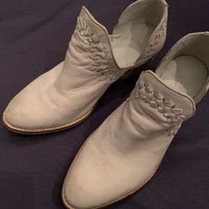 Frye 1 inch Heel White Booties